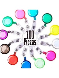 100 Yoyo Porta Credencial Gafetes Escolar Oficina Indentificacion Colores Set