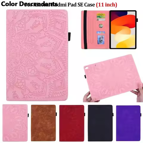 For Redmi Pad Se Case 11" Flower 3D Emboss PU Leather Cover For Funda Xiaomi Redmi Pad SE 11 inch 20