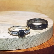 SAN950 White Gold & Platinum Palladium Couple Engagement Ring – Premium Elegant [C151]