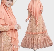 SANDRA SYARI BRUKAT/GAMIS BRUKAT/DRESS BURKAT/BRUKAT SYARI/GAUN PESTA BRUKAT/GAMIS SET KHIMAR