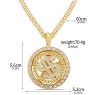 Hip Hop Street US Dollar Turntable Necklace Rap HIPHOP Turnable US Dollar Pendant Turn around More E