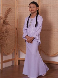 Kebaya Modern Kanak Kanak Lace Premium Baju Raya Budak Perempuan 2026 Pastel Lilac Sage Green Girl K