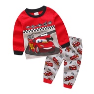 Boys' Autumn Cartoon Car Story Home Suit Children's Fashion Letter Top+Pants Sleepwear 2 Piece Kids 