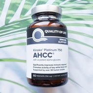 เอเอชซีซี สารสกัดจากเห็ดญี่ปุ่น Kinoko Platinum AHCC 750 mg 60 Vegicaps (Quality of Life Labs®)