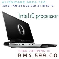 【CHEAPEST 】Alienware Area 51m 17.3" Gaming Laptop with Intel i9 processor and【32GB RAM &amp; 512GB SSD &amp; 1TB SSHD】