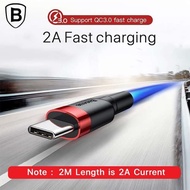 Baseus CABLE TYPE C 2M USB TO TYPE-C CABLE DATA 2METER CAFULE CHARGER TYPE C 2METER GRAB Battery