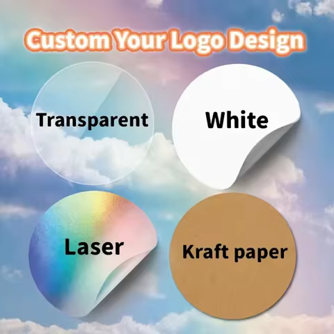 45-50pcs Custom Personalized Stickers - 4 Unique Materials (White PVC, Clear, Holographic, Kraft) - 