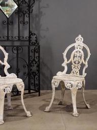 英國 古董 維多利亞 雕花 鐵椅 庭院椅 鑄鐵椅 花園椅 戶外 休閒椅 ch0520 【卡卡頌  歐洲古董】