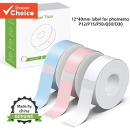 1Roll thermal sticker 12x40 14x30 Thermal Printer Tape Transparent Label Paper for P11/P12/P15/P50/B