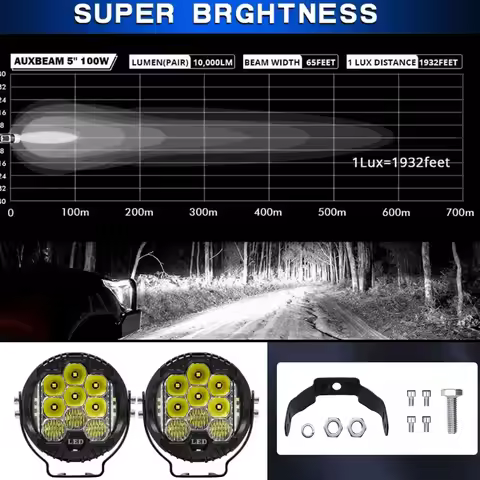 7inch Led Search Bar Wok Light High Beam Headlights 120W Miles Motorcycle Projector for Volvo Truck 