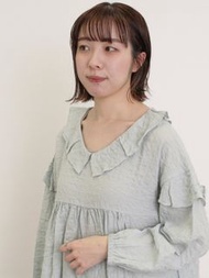 日牌Samansa Mos2 淺藍色娃娃裙款上衣Samansa Mos2 Ruffle Collar Blouse