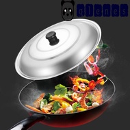 GLENES Wok Lid, Anti- Spill Universal Stainless Steel Pot Lid, Replacement Black Plastic Knot Anti-Scald 32/34/36/38/40cm Pot Cover Skillets