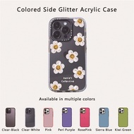 Casetify X White Daisy Side Glitter Green Purple Blue RosePink Clear Sideband Font Casing Apple IPho