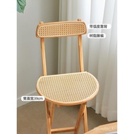 🚢Foldable Bar Stool Household Modern Minimalist High Stool Solid Wood Bar Chair Restaurant Japanese Rattan Backrest Chai