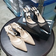 81908 Zara Mesh Mid Heel Slingback Shoes. Gauze Mesh Material