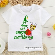 Skinfriendly CHILDREN'S Tshirt New Arrival 2022 Funny Girls Tshirt Grinch Cartoon Print CHILDREN'S T