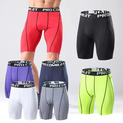 Men Bodybuilding Shorts Fitness Workout Inseam Gym Knickers Male Muscle Alive Elastic Compression Ti