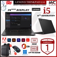 Laptop Murah Lenovo ThinkPad L14 i5 11th Gen / E14 Gen 1 i5 10th Gen 16GB RAM SSD 1 Year Warranty