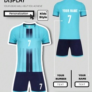 2pcs Boy's Personalized Soccer Jersey - Customizable Name And Number Print Stripe Decor Short Sleeve