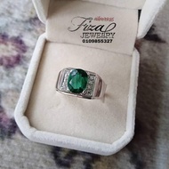 cincin lelaki silver 925 permata hijau, cincin perak 925 lelaki permata hijau, silver 925 men ring e