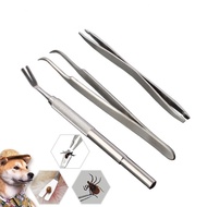 ✕❡▤ Quality Stainless Steel Pet Flea Remover Tool Scratching Hook Tweezers Clips Set Cat Dog Tick Removal Tool Pet Grooming Supplies