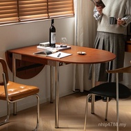 Fold Retro Combination Dining Table Multifunctional Household Small Apartment Oval Dining Table Medi