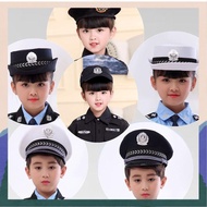 ✱uniform polis kanak kanak baju polis kanak kanak Kostum Polis Kecil Kanak-Kanak dengan Topi, Kanak-Kanak Lelaki dan Perempuan, Topi Polis, Topi Polis, Topi Latihan Khas, Beret♖