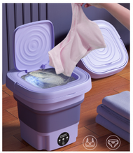 Syllere - 迷你便攜式洗衣機，可折疊半自動洗衣機，帶瀝水籃的旅行洗衣機，用於內衣、襪子、嬰兒衣服、毛巾或小物品 颜色 紫色