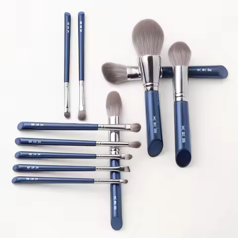 MyDestiny Azure Blue 11pcs Makeup Brush Set&Kit Super Soft Fiber, High Quality Face&Eye Foundation E
