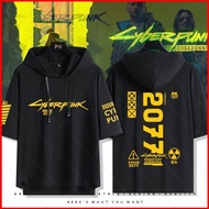 GC1 Cyberpunk 2077 Edgerunners hooded short sleeves T-shirt Loose casual hoodie summer cosplay cloth