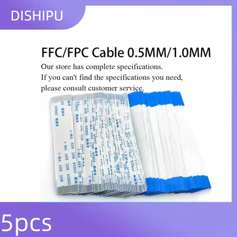 Cable plano Flexible de cinta FFC/FPC, 5PCS, 4//6/7/8/9/10/11/12/13/14/15/20-27P/ Pines, paso de 0.5