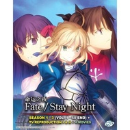 FATE/STAY NIGHT SEASON 1 - 3 (VOL. 1 - 50 END) + TV REPRODUCTION I & II + 4 MOVIES DVD + EXTRA GIFT