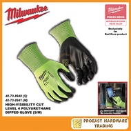 Milwaukee HIGH-VISIBILITY CUT LEVEL 4 POLYURETHANE DIPPED GLOVE (S/M) - 48-73-8940 (S) / 48-73-8941 (M)