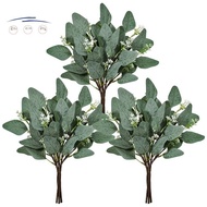 18 Pcs Fake Eucalyptus Leaves Stems Bulk Artificial Oval Eucalyptus Leaves Branches with Seeds in Grey Green for Wedding