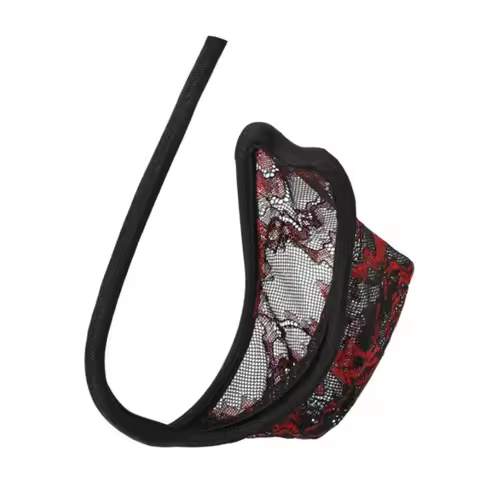 Mens Strapless Invisible Thongs Floral Mesh See Through Micro Bulge Pouch C-String Bugle Pouch Under