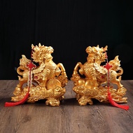 Kirin Ornaments Copper A Pair Gossip Feng Shui Lucky Living Room Bedroom Sending Child Wine Cabinet 