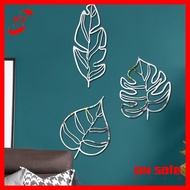 XY 3pcs 3d Wall Stickers Hollow Mirror Leaf Sticker Wall Decals For Home Living Room Background Decor