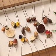 Literary Style Natural Plant Fruit Necklace Mori Style Simple Knitting Long Dried Fruit Sweater Chai