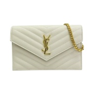 米白色 山形紋牛皮 WOC 鏈帶 肩背包【SAINT LAURENT YSL 聖羅蘭 】 393953
