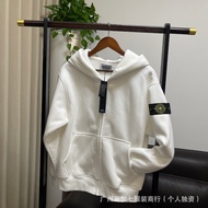 QQMZ Stone Islan * Fleece Lining Thickened Couple Same Style Hooded Long Sleeve Zipper 500g Winter S