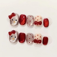 (NAILSBYVHYYTA) PRESS ON NAILS KITTY SHINY RED