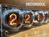 滿300發貨DS北歐家飾§LOFT工業風 手工真空管桌鐘 座鐘 Nixie Clock 蘇聯老物檯鐘螢光管霓虹燈擺飾時鐘