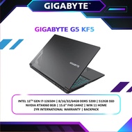 GIGABYTE G5 KF5 G3MY383SH GAMING LAPTOP (I7-12650H/ 8GB OR 16GB DDR5 /512GB SSD/ NVIDIA RTX4060 8GB /15'' FHD 144HZ/ RGB KEYBOARD/ W11/BAG/ 2Y)