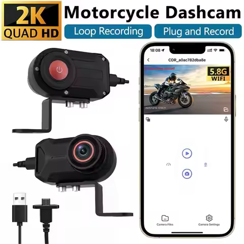 Compatible 2K HD WiFi Motorcycle Driving Dash Cam DVR Camcorder IP66 Waterproof Loop Recording Video