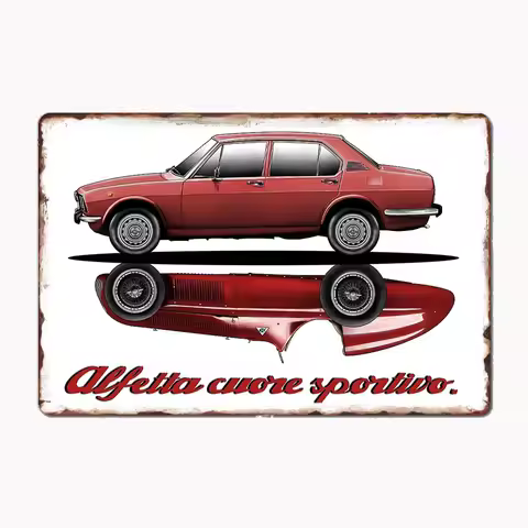 Alfa Romeo Alfetta Cuore Sportivo Cars Vintage Metal Plaques Tin Sign Interior Home Room Decoration