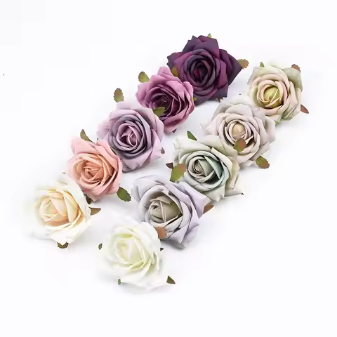 5/10pcs 8CM European Roses Head Wedding decorative Flowers Wall Bridal Accessories Clearance Artific