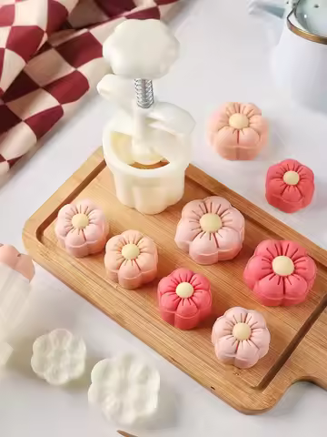 25g 50g Mini Mooncake Hand Pressed Mold Cute Flower Shape Cookie Pastry Stamp Home DIY Mung Bean Cak