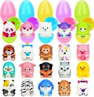 20 Pack Easter Eggs with Animal Squishy Toys Easter Basket Stuffers Fillers Plastic Easter Egg Hunt 