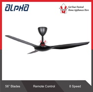 ALPHA AX60 3B/56 MATT BLACK CEILING FAN 56" 3 BLADES DC MOTOR 8 SPEED REMOTE CONTROL MATT BLACK