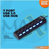 7 Port USB 2.0 Hi-Speed Up To 480Mbps USB HUB Switch with On/Off Switch